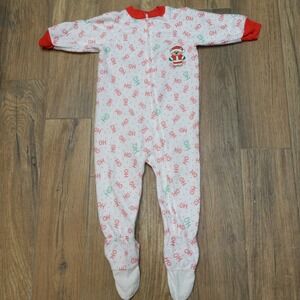 Vintage Teddy bears fleece footie pajamas pjs Christmas sz 3 toddler 3t Santa